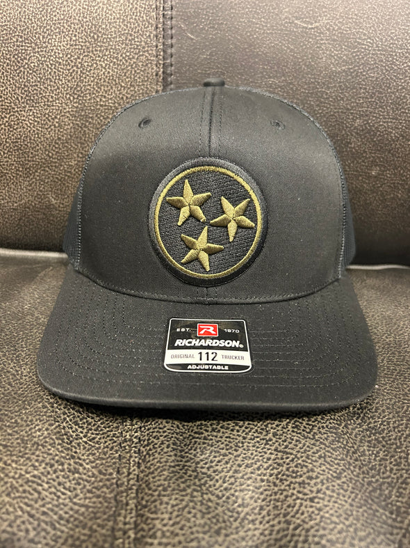 Tri-Star Black Snapback